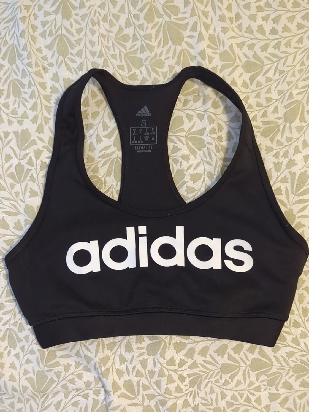 adidas Black Racerback Sports Bra with White Logo